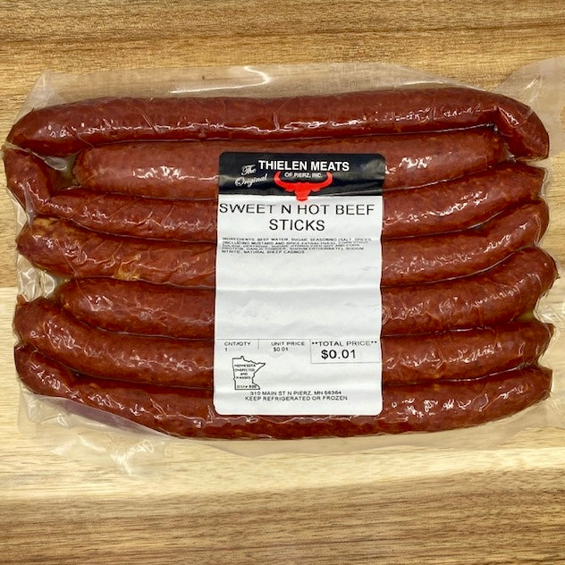 Sweet'N Hot Beef Sticks from Thielen Meats