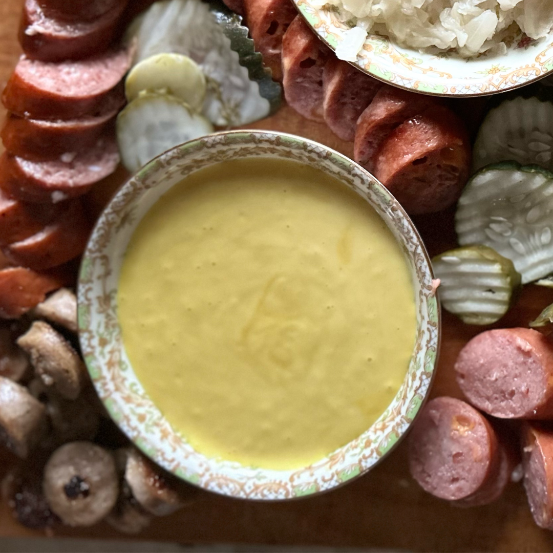 Image of honey mustard in a glass bowl