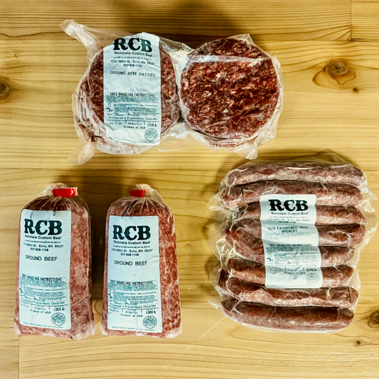 Wagyu Cross Grill Boss including 6 Ground Beef Patties, 2 Bulk Ground Beef, 1 package of All Beef Wieners