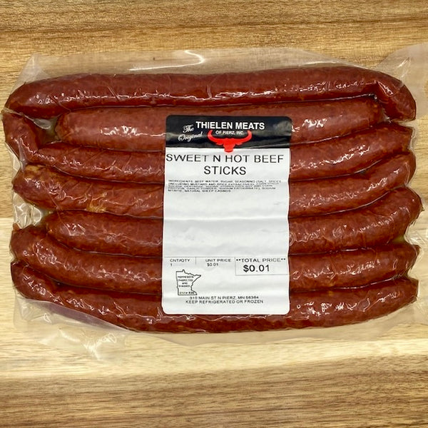 Sweet'N Hot Beef Sticks from Thielen Meats