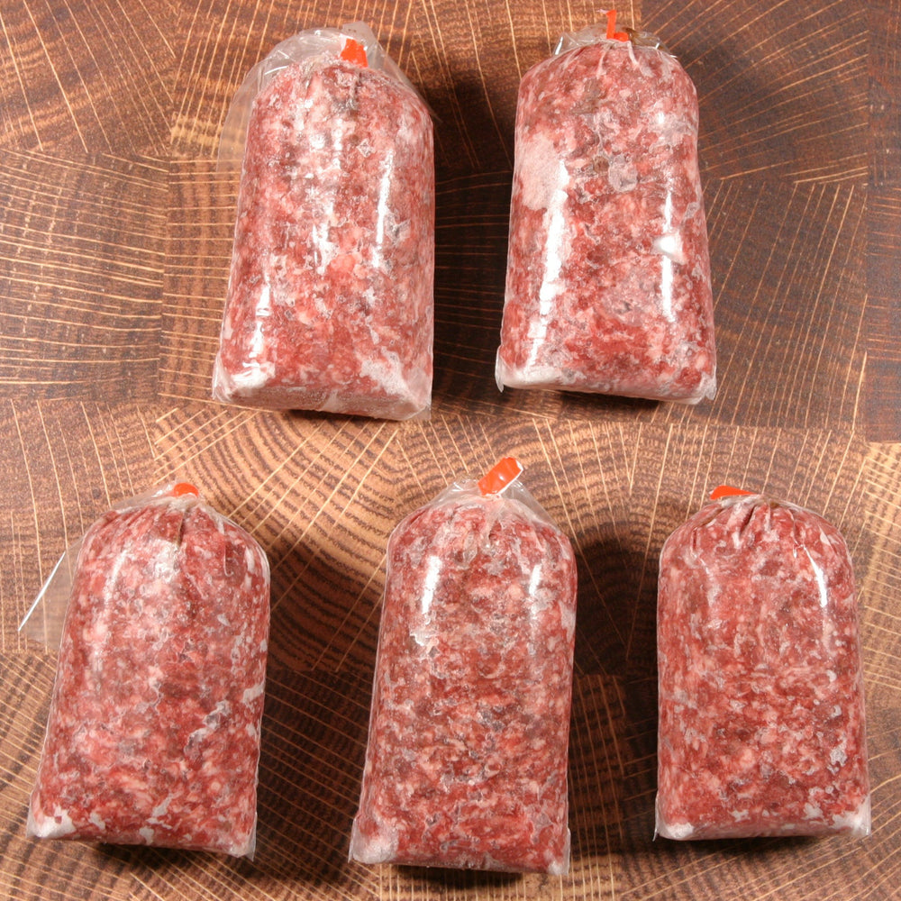 5 packs of ground American Wagyu beef from Verlinde Farms, included as part of the Small option of the American Wagyu Burger Box.