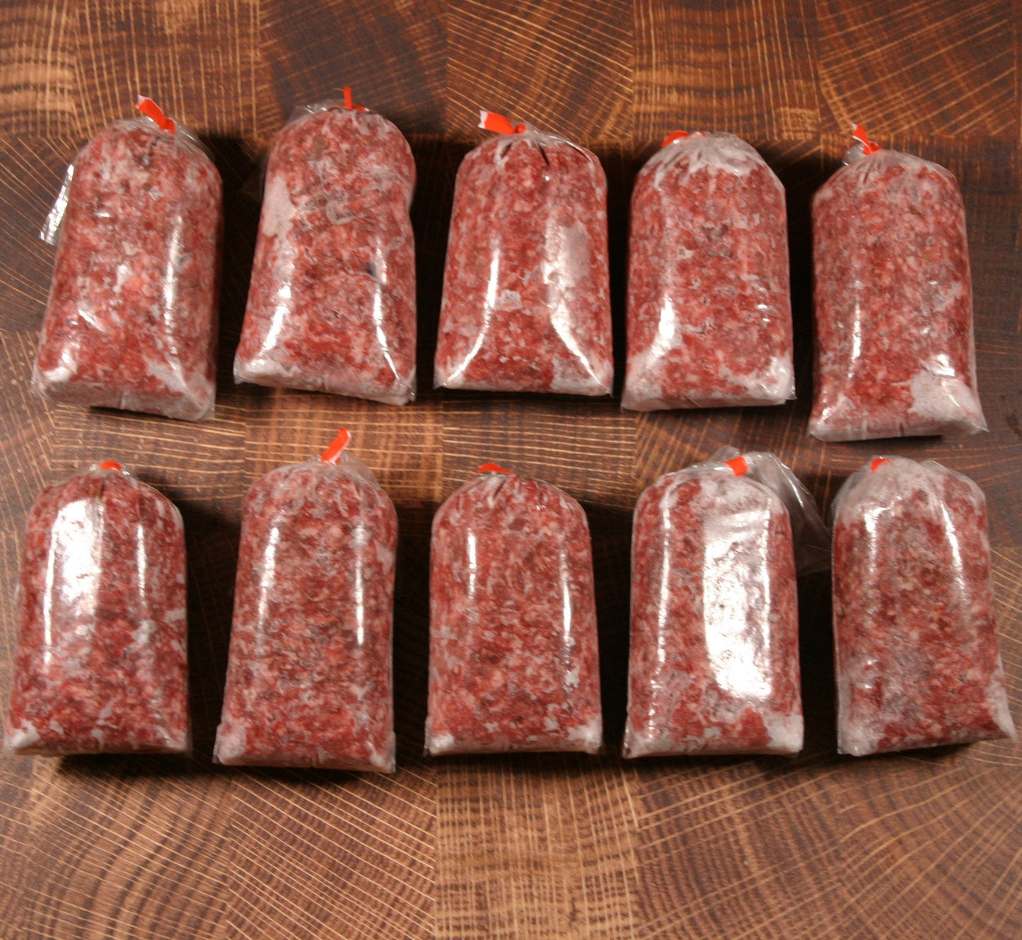 10 packs of ground American Wagyu beef from Verlinde Farms, included as part of the Small option of the American Wagyu Burger Box.
